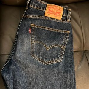 Mens Levis 505 Jeans 32x32 Straight Fit Dk Blue Stretch
